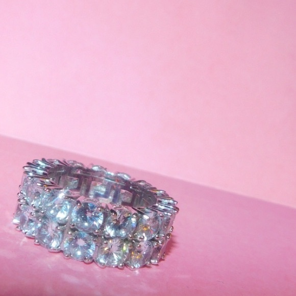 Love Eternity Ring – Double Row 9MM CZ Band, Sterling Silver-Plated (Size 7) - Picture 5 of 5